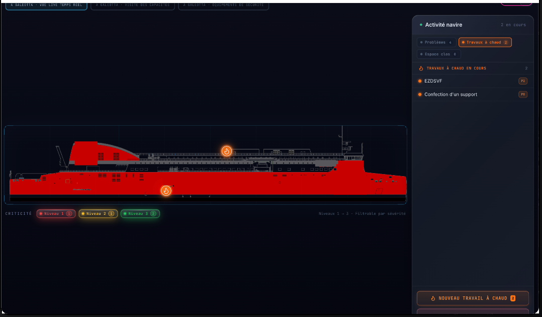 Ship activity — hot work in progress